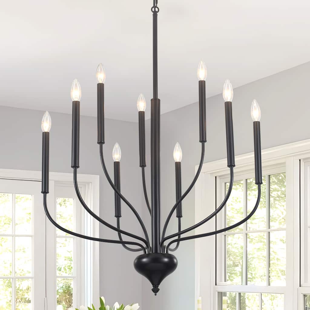 Farmhouse 9-Light Candle Style Large Chandelier for Dining Room Living Room