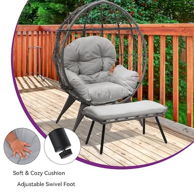 Egg Chair with Stand Outdoor Egg Lounge Chair with Cushion