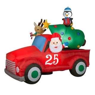 National Tree Company 8 ft. Inflatable Santa in Vintage Pickup Truck