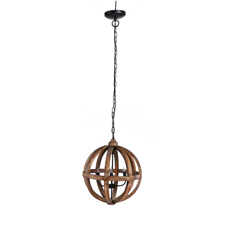4 - Light Wood Chandelier with Adjustable Chain（No Bulb）