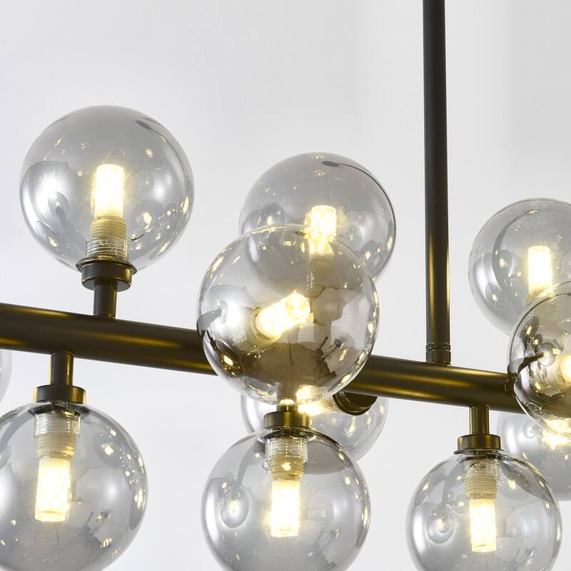 Modern Linear Chandelier 16-Light Sputnik Glass Globe Chandelier Mid Century - 38inch