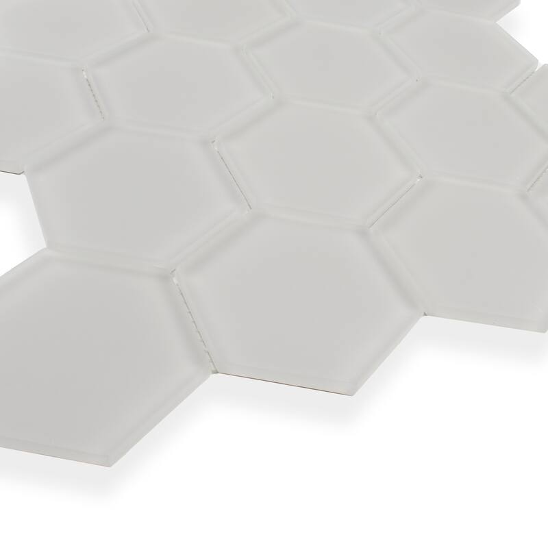 3" Beehive 10.25 in. x 11.75 in. Hexagon Glass Mesh-Mounted Mosaic Tile
