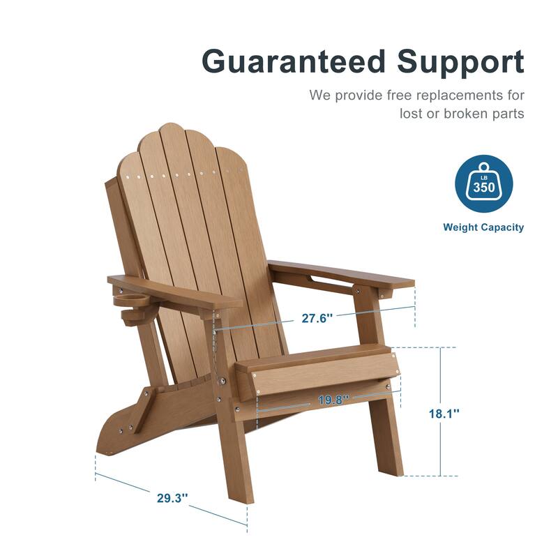 HDPE All-Weather Folding Adirondack Chair with Cup Holder