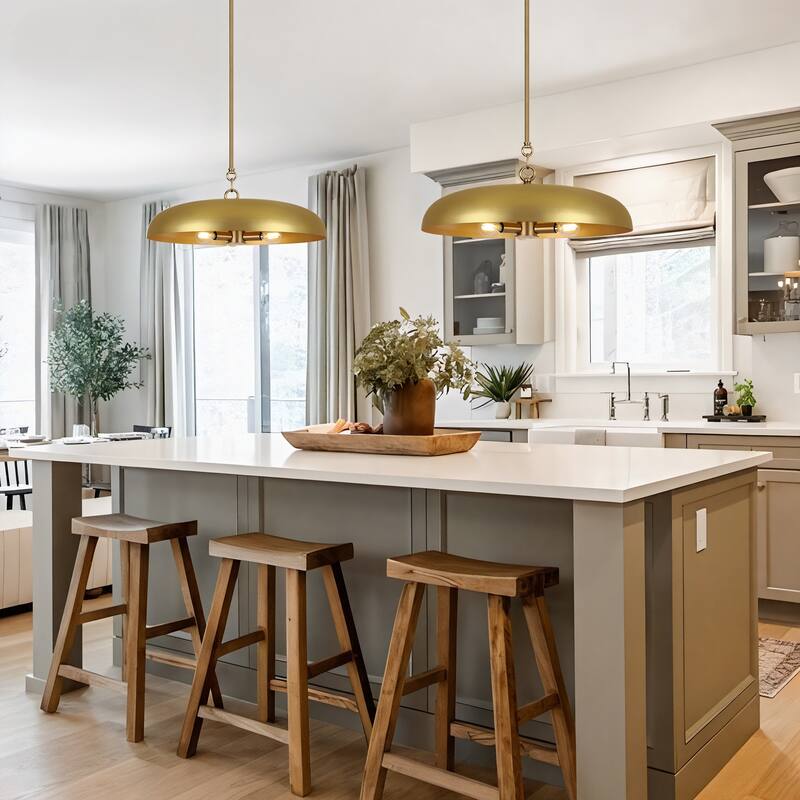 LamQee 20" Pendant Light Metal Dome Ceiling Hanging Chandelier - 19.7 inch