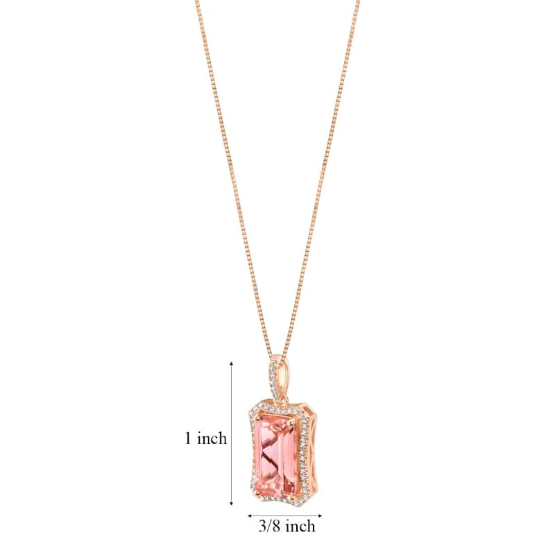 5 ct Morganite Pendant in Rose-tone Sterling Silver