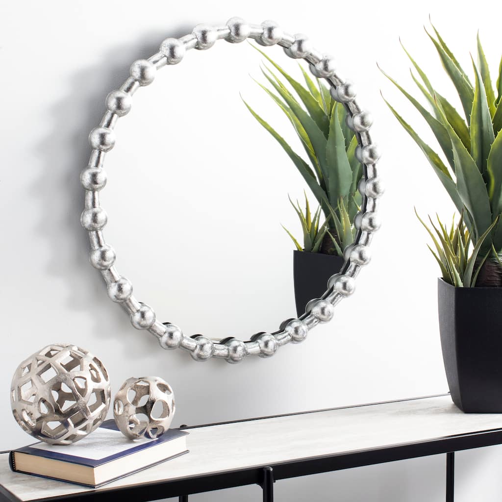 SAFAVIEH Sharde Silver 25-inch Round Decorative Mirror - 25" x 25" x 1.8" - 25Wx25Dx2H