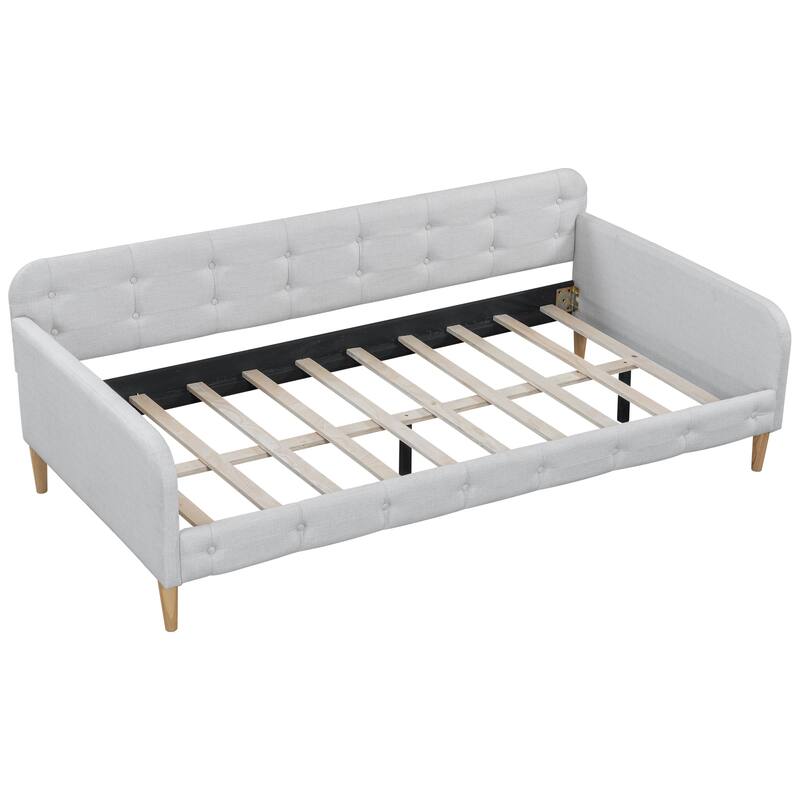 Twin/Full Size Linen Upholstered Daybed with 4 Support Legs