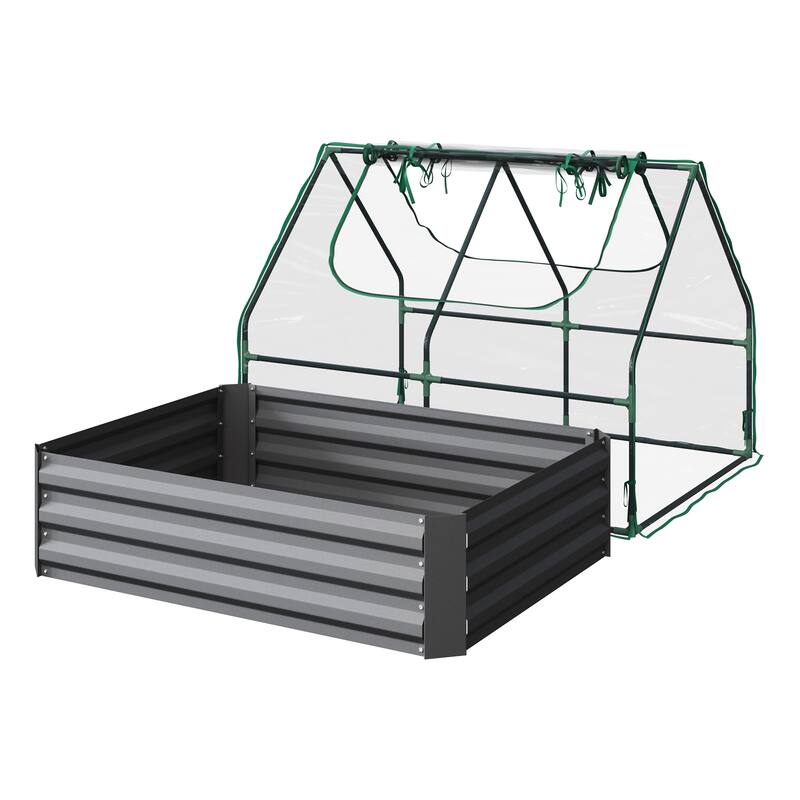 Raised Garden Bed with Removable Green House - 4ft x 3ft by Home-Complete