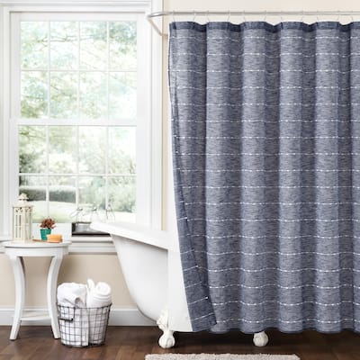 Lush Decor Farmhouse Textured Sheer With Peva Lining Shower Curtain