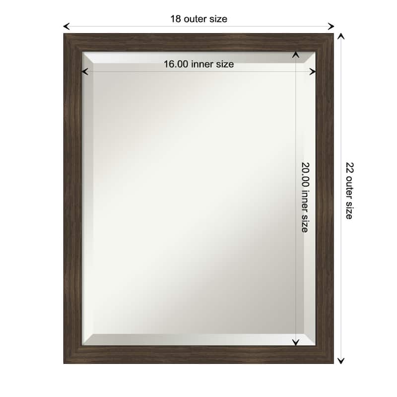 Woodgrain Stripe Beveled Wood Framed Bathroom Vanity Wall Mirror - Woodgrain Stripe Chocolate - Glass Size 16x20