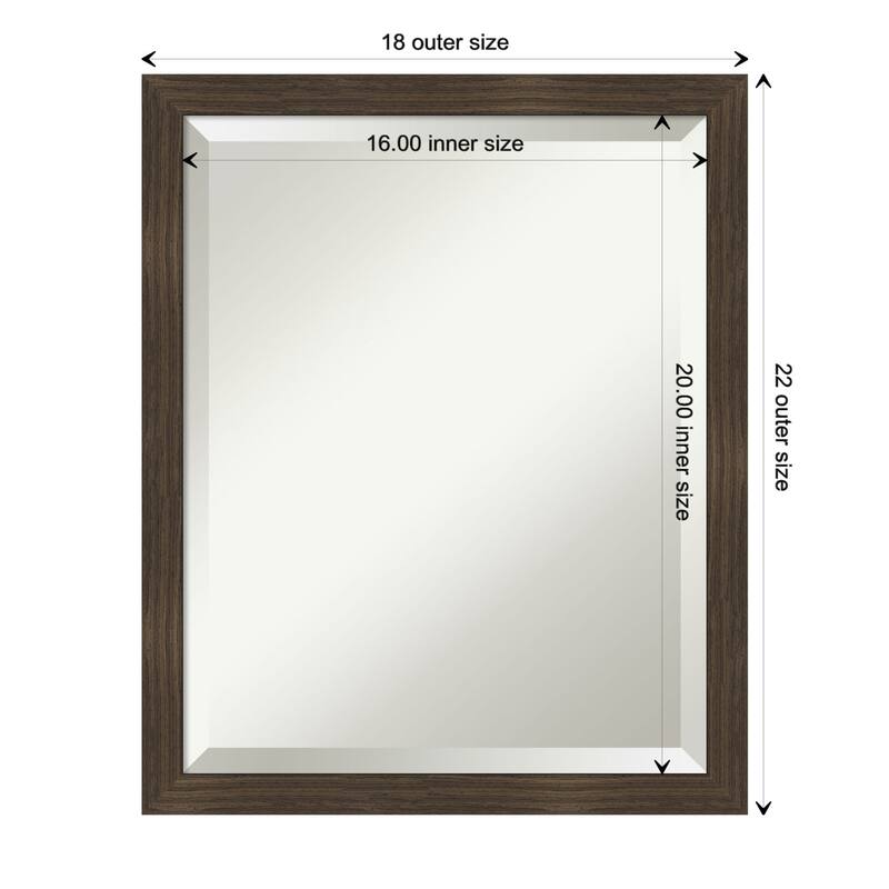 Woodgrain Stripe Beveled Wood Framed Wall Mirror - Woodgrain Stripe Chocolate - Glass Size 16x20