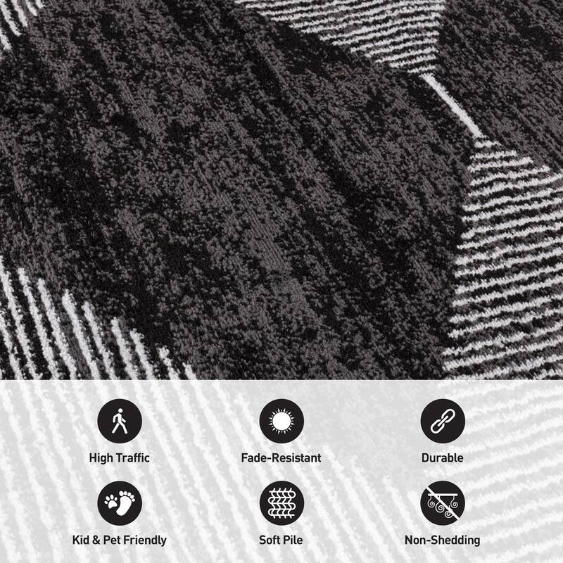 Beige Brown Geometric Stripe Stylish and Durable Area Rug