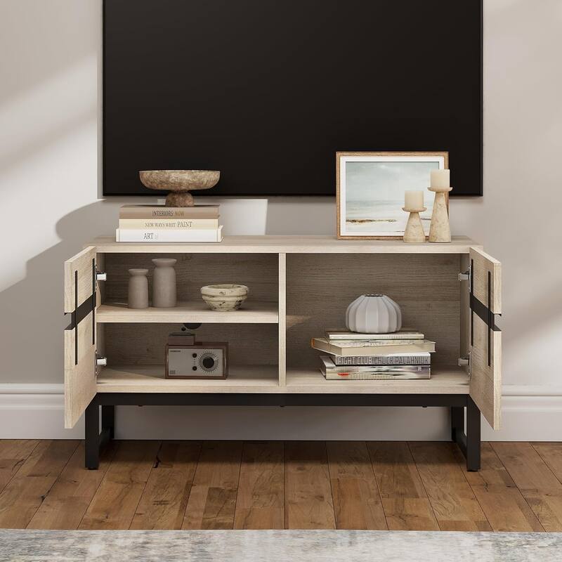 WAMPAT Modern TV Stand Entertainment Center TV Console with Storage Cabinets