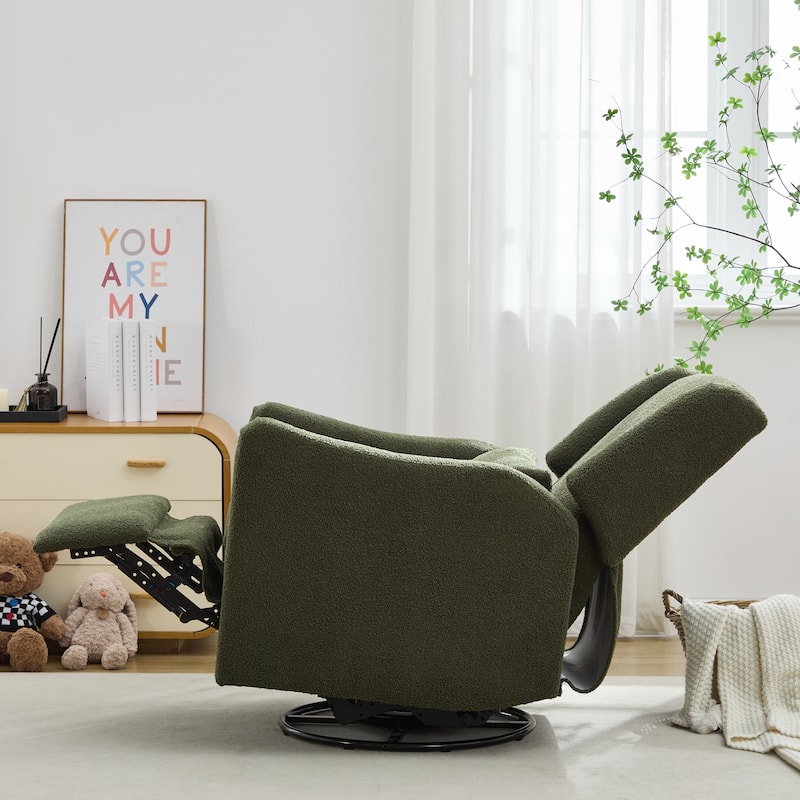Seaweed Green Wingback Recliner Chair with Adjustable Backrest & Footrest, 360 Swivel Arm Chair Lounge Chair Accent Chair