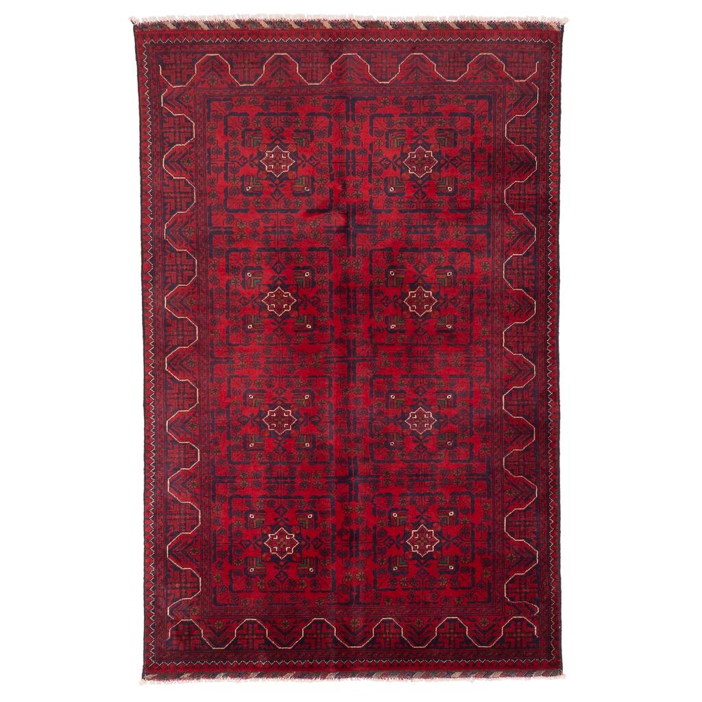 ECARPETGALLERY Hand-knotted Finest Khal Mohammadi Red Wool Rug - 3'11 x 6'0