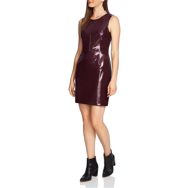 slide 1 of 3, 1.State Womens Patent Leather Sheath Dress