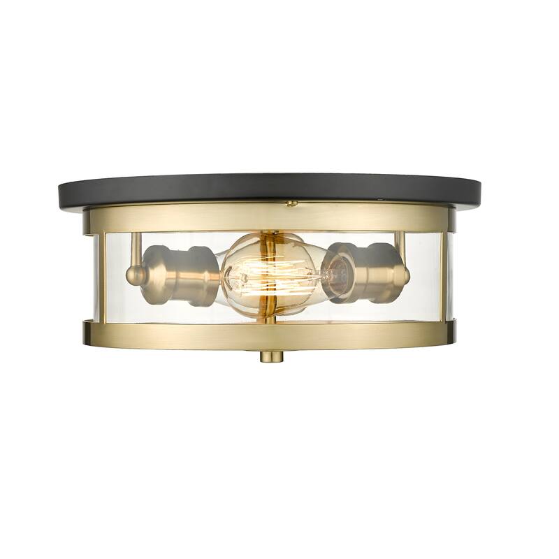 2 Light Gold & Black Semi Flush Mount