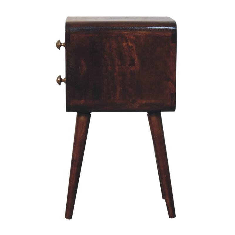 Artisan Furniture Solid Wood Mini California Walnut Curved Bedside, 2 drawer