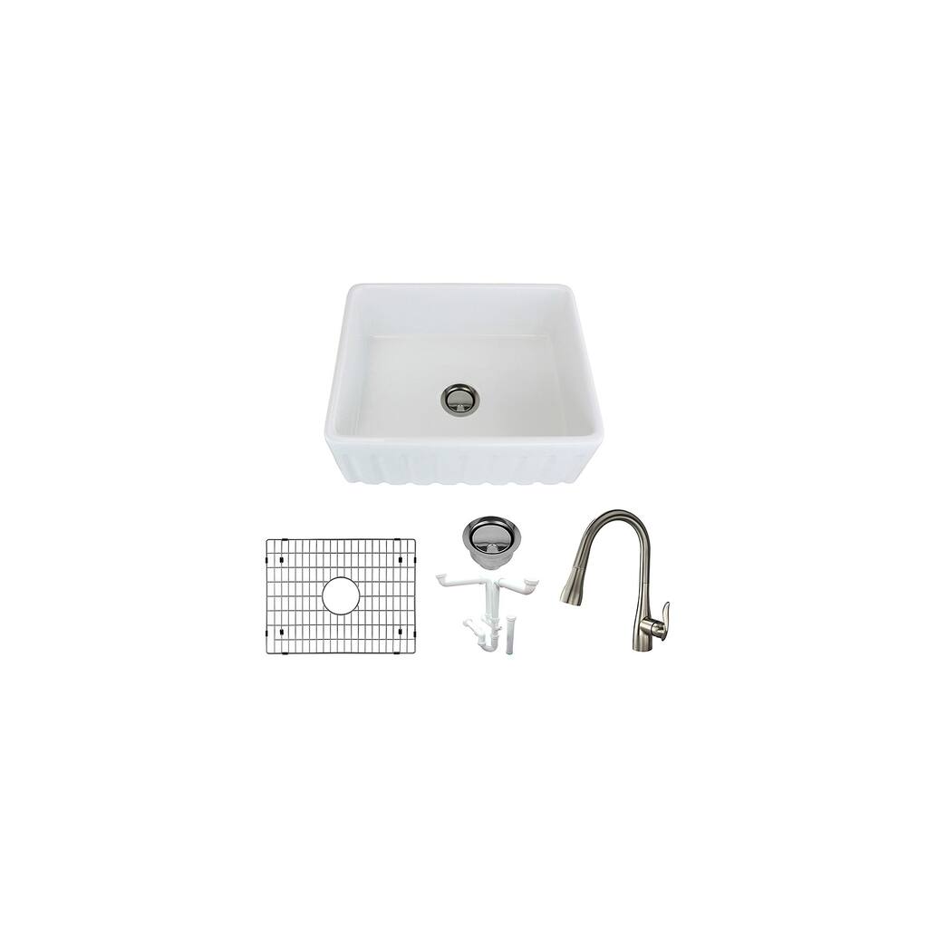Transolid Logan 19" x 24" Farmhouse/Apron Front Kitchen Sink - 24" x 19" x 9"