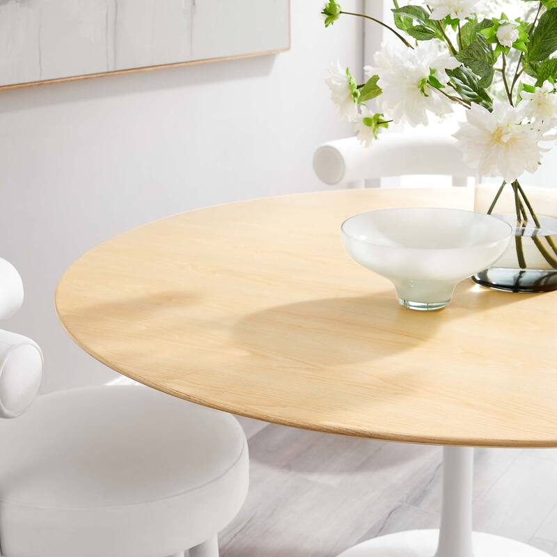 Lippa 60" Round Wood Grain Dining Table - Oak