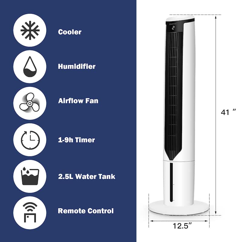 Costway 3-In-1 Evaporative Air Cooler 41'' Portable Tower Fan - See Details