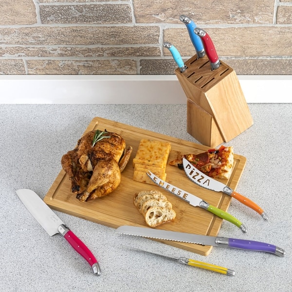 Laguiole 6 Piece Rainbow Knife Set in Wooden Box