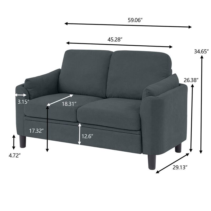 59.06" Loveseat Sofa 2 Set with Soft Headrest