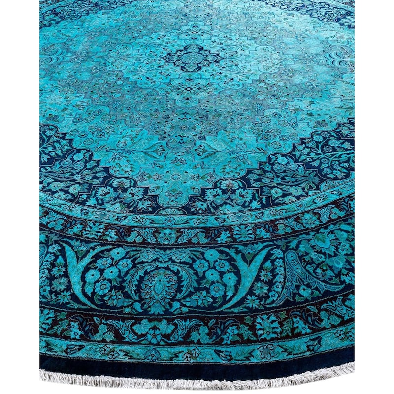Contemporary Overdyed Wool Hand Knotted Round Area Rug - 10' 1" x 10' 2"