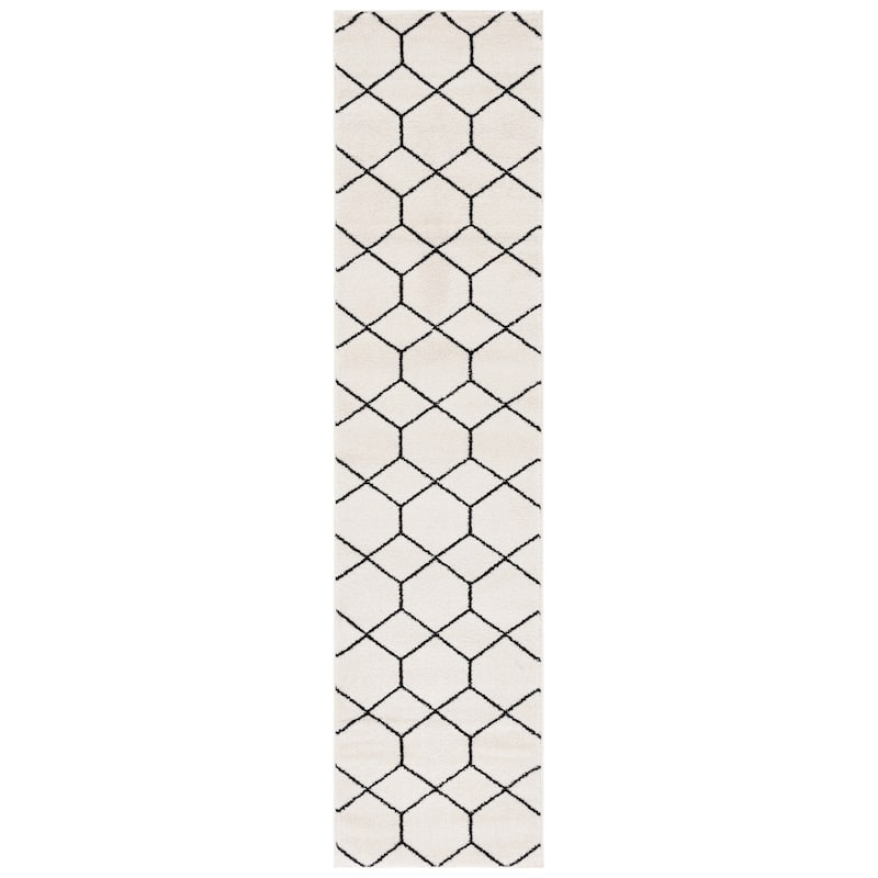 SAFAVIEH Tulum Kulli Bohemian & Eclectic Rug - 2'2" x 9' Runner - Ivory/Black