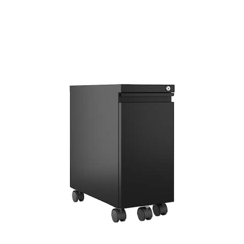 Hirsh 20-inch Deep Mobile Zip Pedestal 2-Drawer Box/File Hidden Drawer and Full Width Pull, Black