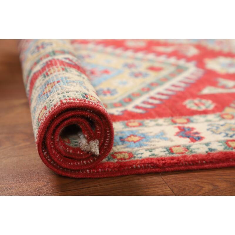 Hand Knotted Oriental 100% Wool Carpet Traditional Medallion Red Kazak Area Rug - 3' 0'' X 2' 0''