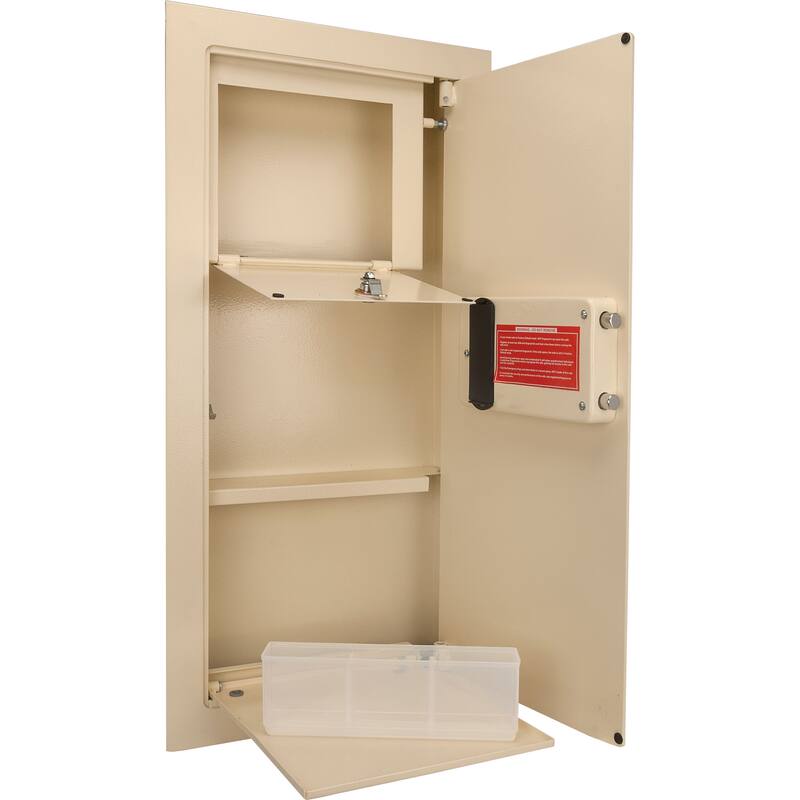 0.82 cubic ft beige biometric wall safe
