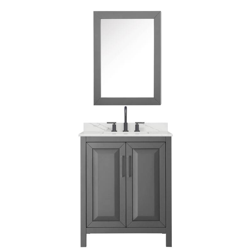 Daria 30-inch Single Vanity, 3 Hole Quartz Top, Med Cabinet