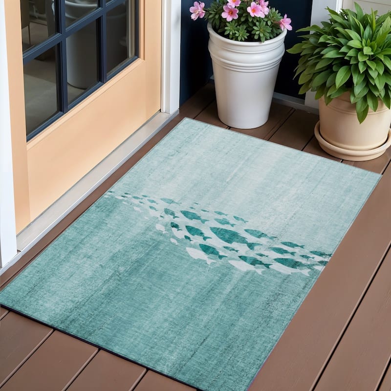 HomeRoots Nautical Transitional Rectangle Outdoor Rug - 3' x 5'