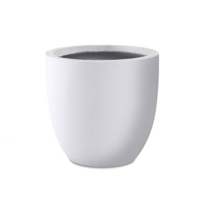 Kante 10" W Round Lightweight Pure White Concrete Metal Indoor Outdoor Planter Pot w/ Drainage Hole for Home and Garden