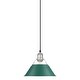 preview thumbnail 1 of 10, Golden Lighting 3306-M CH Orwell 10" Wide Mini Pendant Chrome / Pine Green Shades