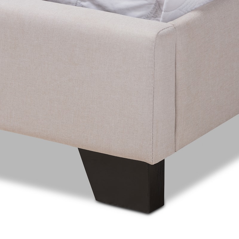 Luxury Tufted King Bed with Headboard - Grey Fabric Upholstered Bedroom Furniture