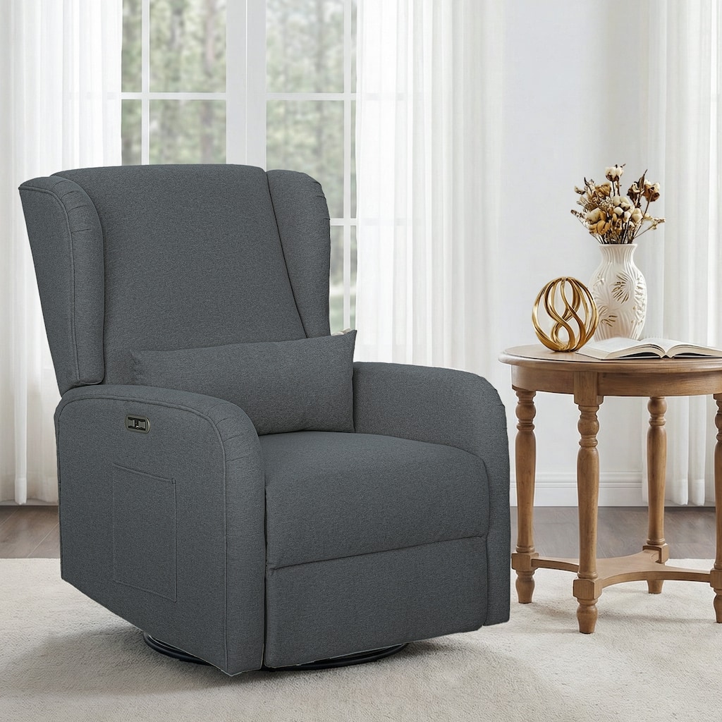 Madison Park Candace Power Recliner 3-in-1 with Swivel, Glider, USB Ports