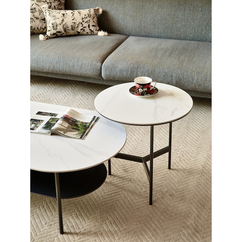 End/Side Tables,Small Round Accent Table,Metal Black Narrow Night Stands with Sharp, Ideal for Any Room-Side Tables
