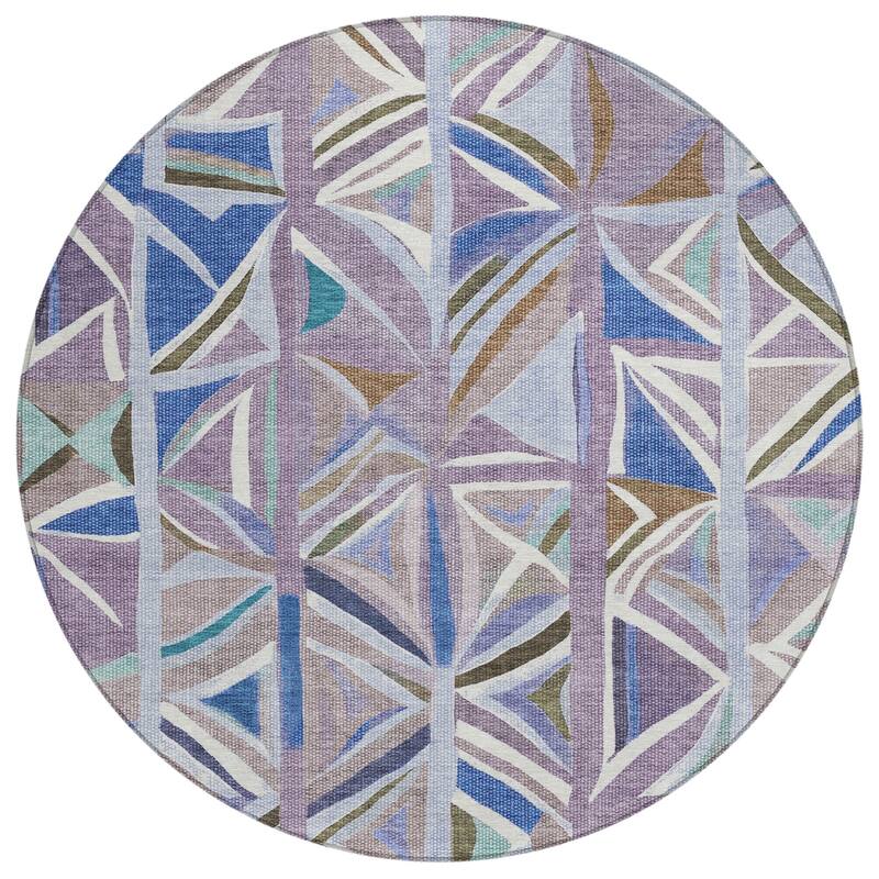 Machine Washable Indoor/ Outdoor Modern Mosaic Chantille Rug
