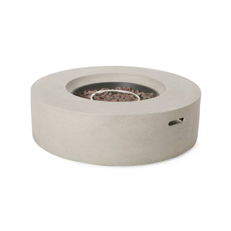39.2 in. W x 39.2 in. D x 11.5 in. H Round Propane Burning Outdoor Fire Pit in Light Grey