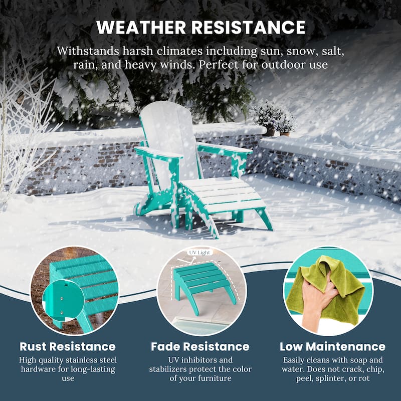 Polytrends Laguna Hdpe All Weather Outdoor Patio Foldable Ottoman