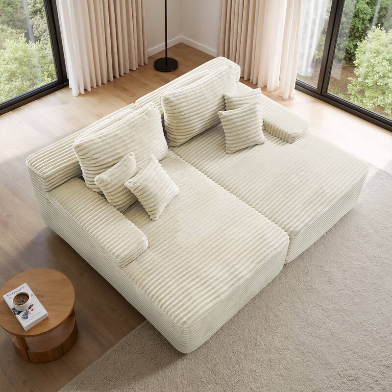 Oversized Upholstered Modular Sectional Chaise Lounge with Pillows