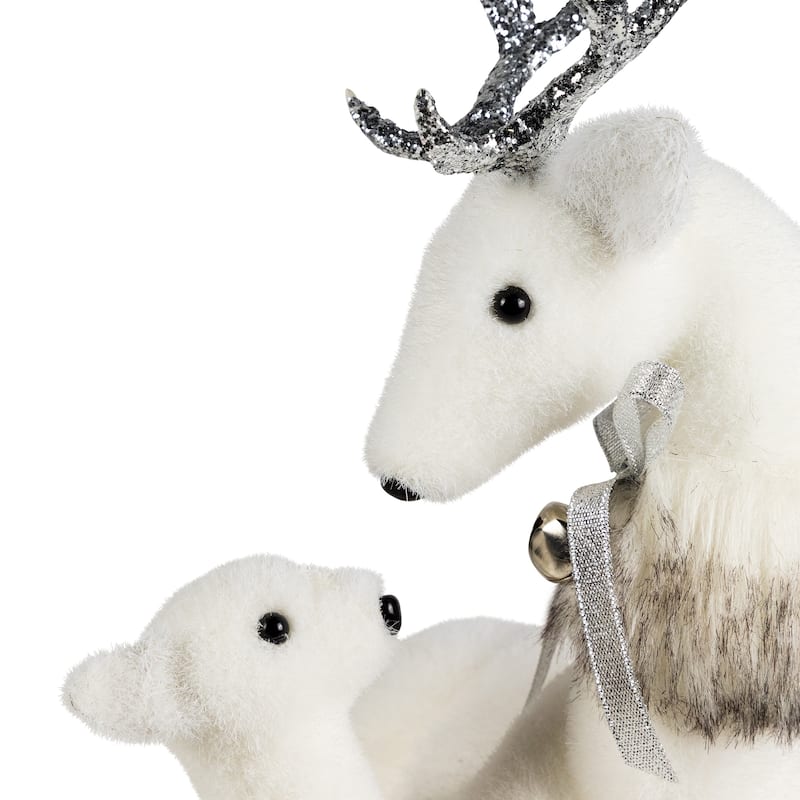 Laying Reindeer Mom and Calf Christmas Figurine - 11.5"