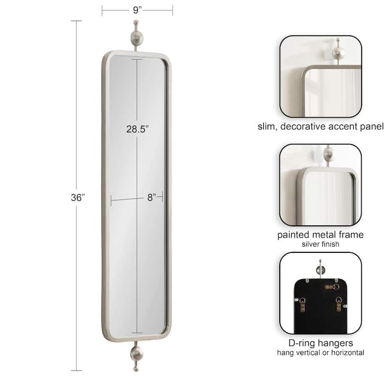 Kate and Laurel Kasota Slim Rectangle Mirror Metal