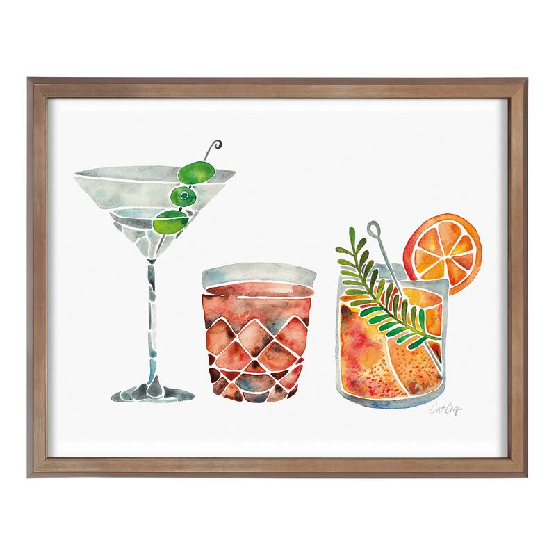Kate and Laurel Blake Classic Cocktails Framed Printed Glass by Cat Coquillette