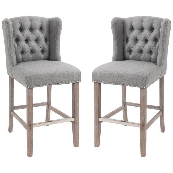 Homcom Tufted Back Counter Height Bar Stools Set Of 2 On Sale Overstock 31686938 It features a modern style, adding a contemporary finish to any seating area. homcom