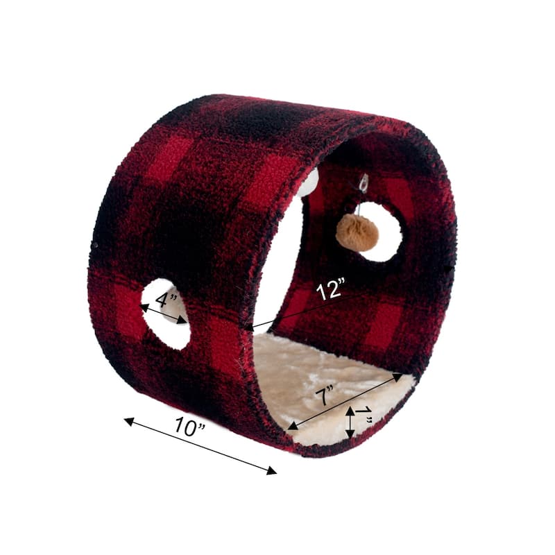 Real Wood Cat Hideaway Tunnel, Scotch Plaid