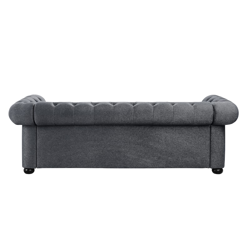 Corvus Aleksis Tufted Chesterfield 3-seater Sofa with Rolled Arms