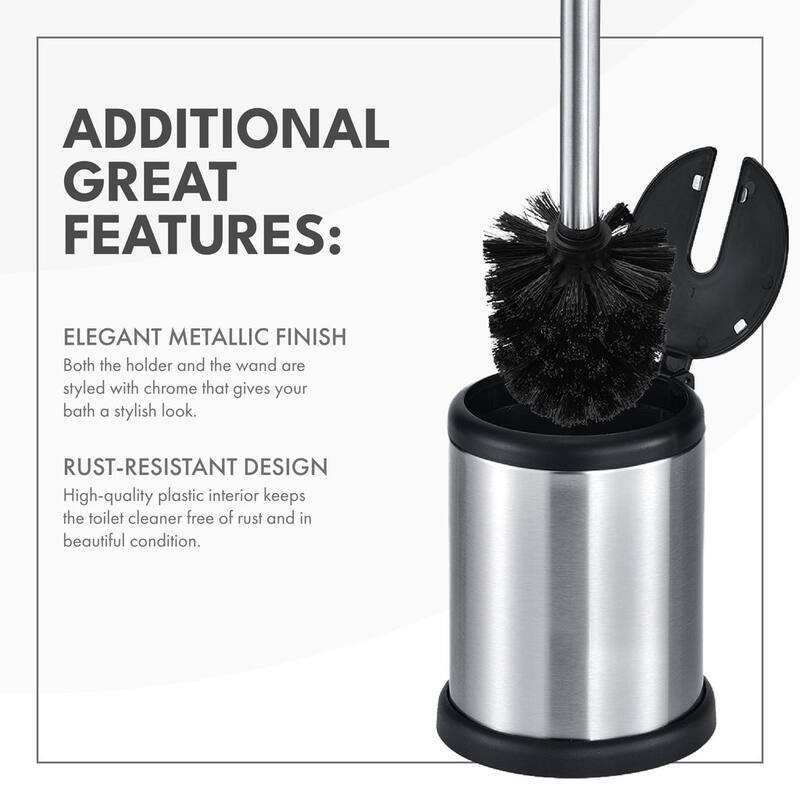 ToiletTree Products Deluxe Stainless Steel Toilet Brush with Lid, Bathroom Accessories for Toilet Cleaning (2 Pack)